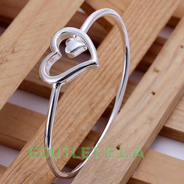 SEXY HEARTS SILVER BANGLE
